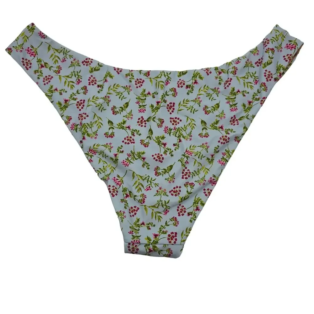 J. Crew Womans size L Curved Waist Bikini Bottom Cloud Meadow Floral Cheeky NEW